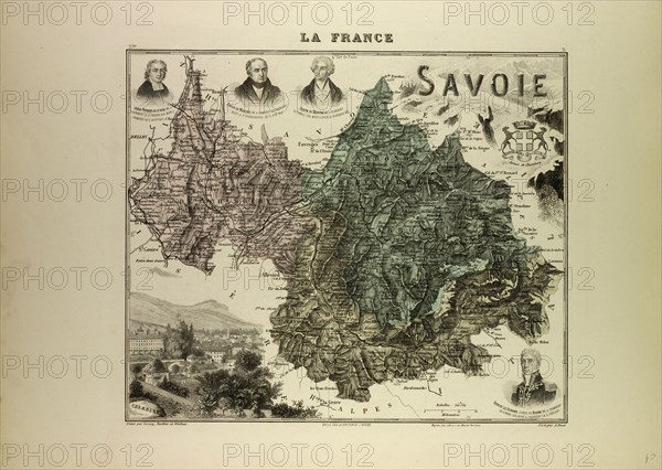 MAP OF SAVOIE, 1896, FRANCE