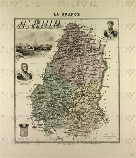 MAP OF HAUTE RHIN, 1896, FRANCE