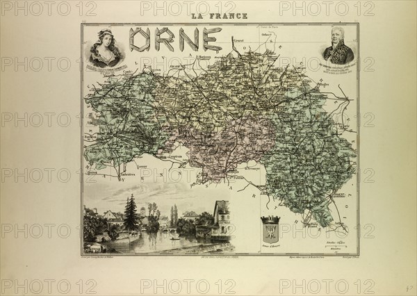 MAP OF ORNE, 1896, FRANCE