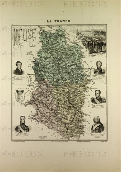 MAP OF MEUSE, 1896, FRANCE