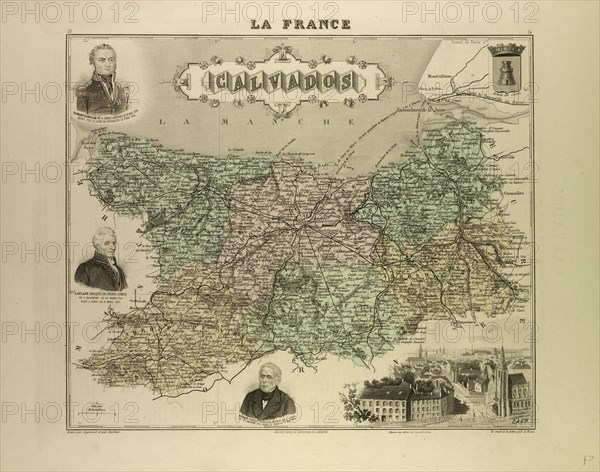 MAP OF CALVADOS, 1896, FRANCE