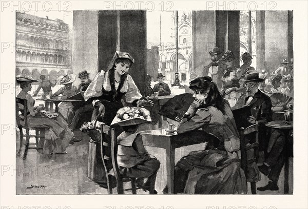 AFTERNOON IN THE PIAZZA SAN MARCO, VENICE, THE CAFÉ FLORIAN, ITALY