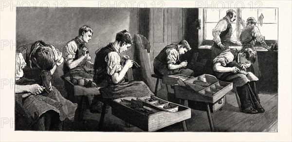 THE ANNIVERSARY OF THE LITTLE BOYS' HOMES AT FARNINGHAM AND SWANLEY, THE HOME AT FARNINGHAM: THE SHOEMAKERS' SHOP, UK