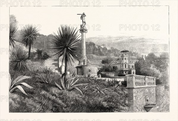 THE QUEEN'S VISIT TO THE SOUTH OF FRANCE: MONUMENT TO THE LATE DUKE OF ALBANY IN THE GROUNDS OF THE VILLA NEVADA, CANNES. The Monument was inspected by Her Majesty and Princess Beatrice on Saturday last, the Anniversary of the Duke's Death. 1891