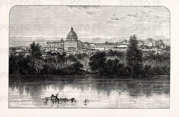 ST. PETER'S AND THE VATICAN, FROM THE TIBER BANKS, ROME