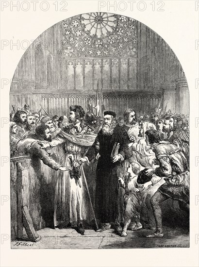 JOHN WYCLIFFE APPEARING IN ST. PAUL'S CATHEDRAL TO ANSWER THE CHARGE OF HERESY