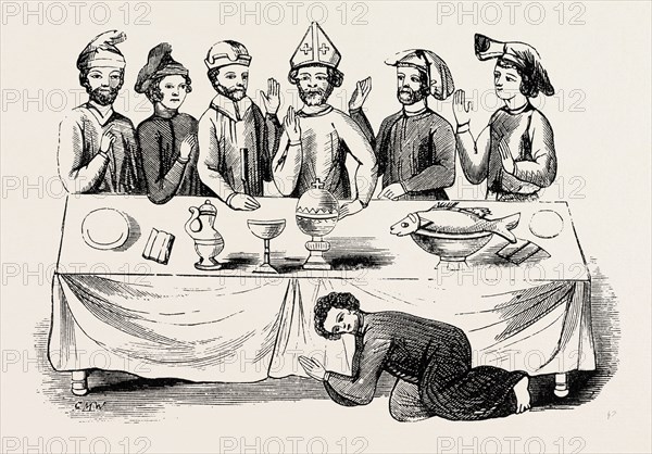 SAXON BANQUET, FROM A MS. IN THE COTTON LIBRARY.