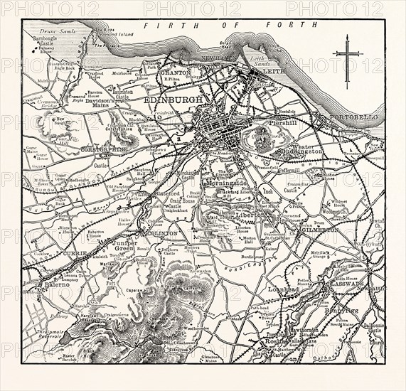 MAP OF THE ENVIRONS OF EDINBURGH.