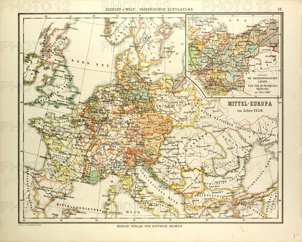 MAP OF CENTRAL EUROPE IN 1250