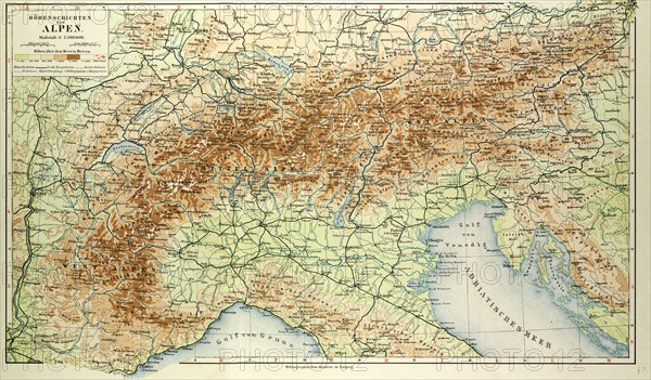 OLD MAP OF THE ALPS