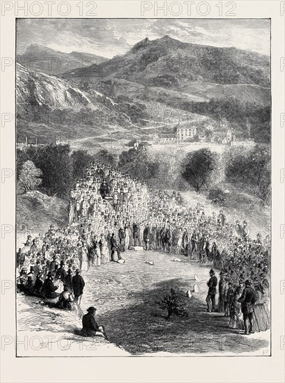 THE PORTMADOC EISTEDDFOD, INITIATION OF SIR W.W. WYNN AS AN OVATE AT THE MEETING OF THE GORSEDD EYRI