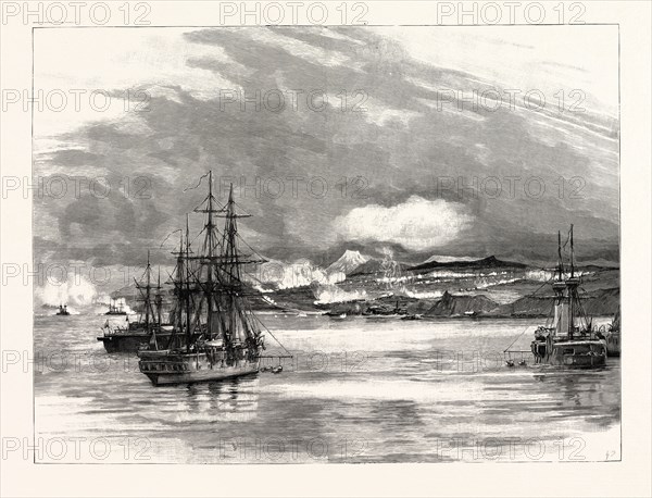 THE CIVIL WAR IN CHILI, THE BATTLE OF VINA DEL MAR; This general engagement took place on August 23rd, 1891, between devisions of Balmaceda's and the Congressional troops, with the Esmeralda and the Almirante Cochrane aiding the latter by firing at Fort Callao, and endeavouring to silence the field batteries at the back. The Congressional troops failed to capture Vina del Mar, but eventually cut the railway line a few miles out, and crossed over to the back of Valparaiso.