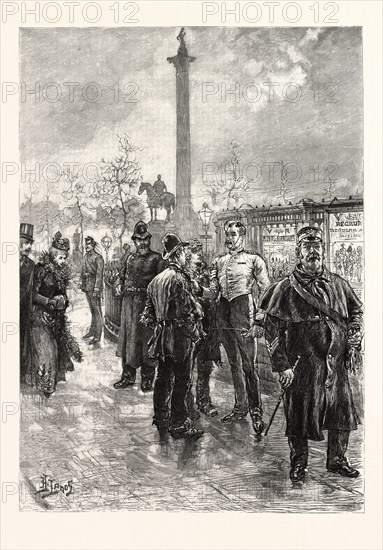 RECRUITING FOR THE ARMY OUTSIDE ST. GEORGE'S BARRACKS, TRAFALGAR SQUARE, LONDON