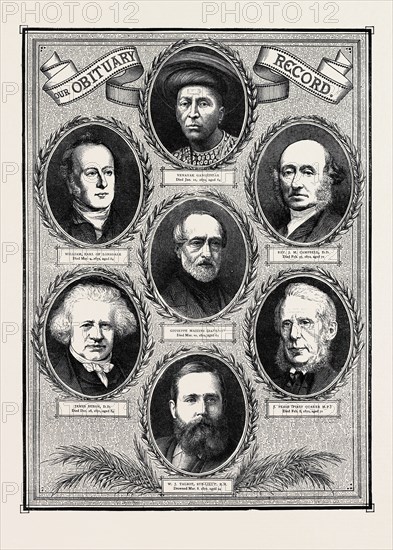 OBITUARY RECORD: VENAYAK GANGÃ‚DHAR, Died January 11, 1872, aged 64; GIUSEPPE MAZZINI (PATRIOT), Died March 10, 1872, aged 63; W.J. TALBOT, SUB-LIEUTENANT R.N., Drowned March 8, 1872, aged 24; WILLIAM, EARL OF LONSDALE, Died March 4, 1872, aged 84; JAMES DIXON, D.D., Died December 28, 1871, aged 84; REV. J.M. CAMPBELL, D.D., Died February 27, 1872, aged 71; J. PEASE (FIRST QUAKER M.P.), Died February 8, 1872, aged 71