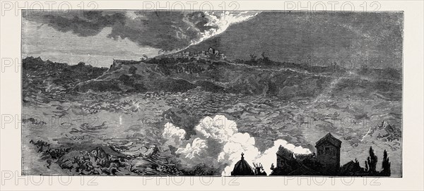 THE ERUPTION OF MOUNT VESUVIUS: LAVA CURRENT BETWEEN THE VILLAGES OF MASSA DI SOMMA AND ST. SEBASTIANO