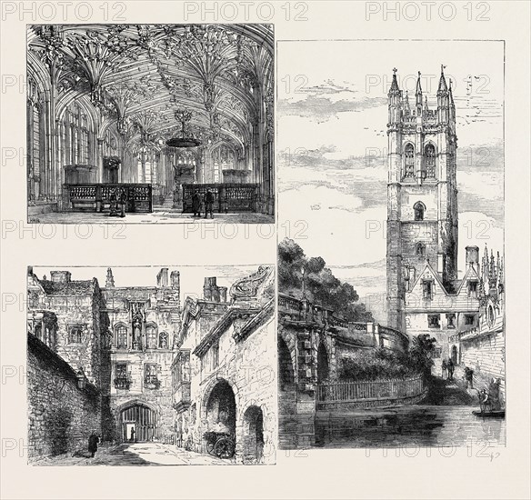 OXFORD: GATEWAY, NEW COLLEGE (DOWN LEFT); THE DIVINITY SCHOOL (TOP LEFT); TOWER, MAGDALEN COLLEGE (RIGHT)