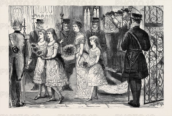 THE WEDDING PROCESSION IN ST. GEORGE'S CHAPEL: THE FIRST PROCESSION, THE ROYAL FAMILY AND THE ROYAL GUESTS