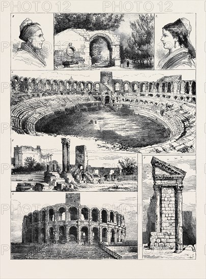 A DAY AT ARLES: 1. An Old Woman; 2. Entrance to the Roman Cemetery; 3. A Young Girl; 4. Interior of the Amphitheatre; 5. Remains of the Roman Theatre; 6. Exterior of the Amphitheatre; 7. Remains of the Forum
