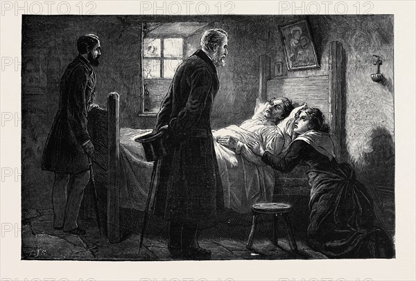 THE CONDITION OF IRELAND: MR. FORSTER VISITING A VICTIM OF "CAPTAIN MOONLIGHT" AT TULLA, COUNTY CLARE