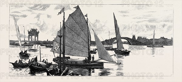 THE YOUNG PRINCES ON THEIR CRUISE, SHANGHAI: THE "ARIADNE" (THE PRINCES' SHOOTING BOAT) AT KAS-HING