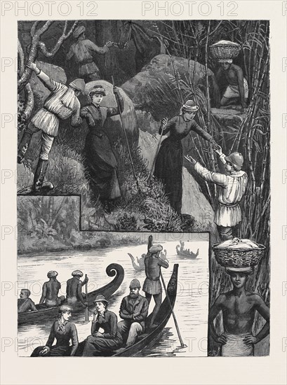 LIFE IN SOUTHERN INDIA: 1. Going to a jungle Picnic: A Short Cut Down a Nullah; 2. An Evening's Canoeing on a Travancore River: "Thi Thi Thugar Tha!" (Chorus of Boating Song)