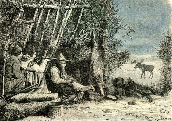 Caribou hunt, Canada, 19th century