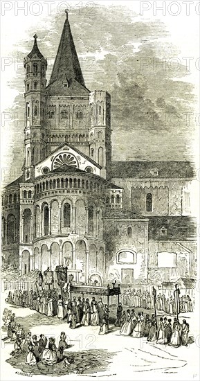 Procession to St. Martin's, Cologne, KÃ¶ln, 1846, Germany