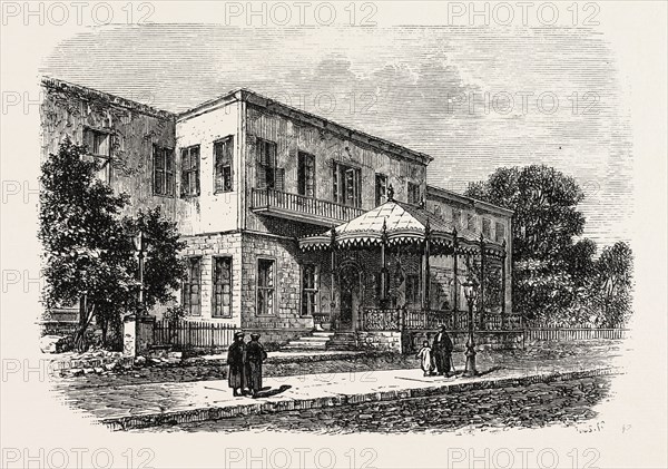 Shephard's hotel. Egypt, engraving 1879