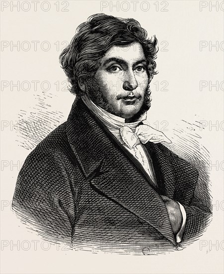 FRANCIS CHAMPOLLION. Jean-Francois Champollion, 1790-1832. French scholar, philologist, orientalist,   Egypt, engraving 1879