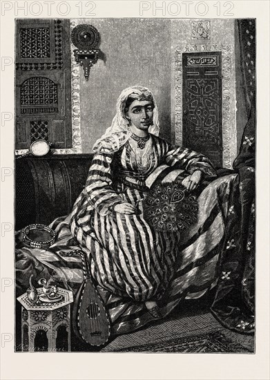 ALMAS, A DISTINGUISHED AHAB SINGER. Egypt, engraving 1879