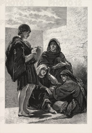 VILLAGE MUSICIANS. Egypt, engraving 1879