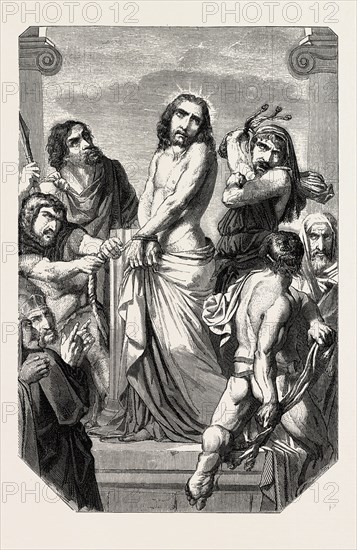 Salon of 1855, The Flagellation painting by M. Henri Lehman. engraving 1855