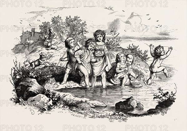 Rural recreations. engraving 1855