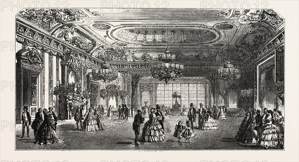 Palace of Versailles, Louis XIV The lounge. engraving 1855