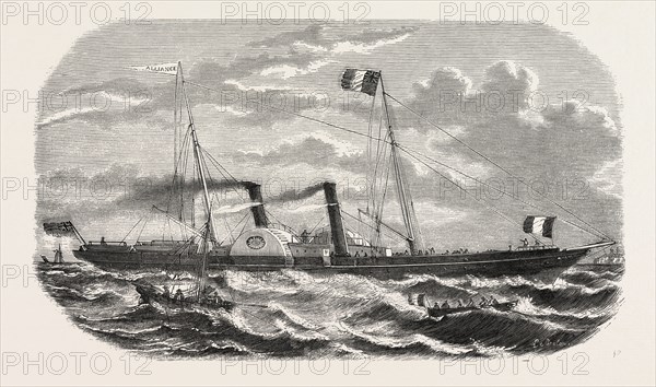 Alliance, steamship, an established new service between Le Havre and Southampton. engraving 1855