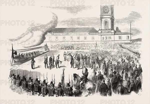 Reception S.A.I. and R. Grand Duke Maximilian of Austria, in the port of Toulon, on 29 August 1855. Engraving