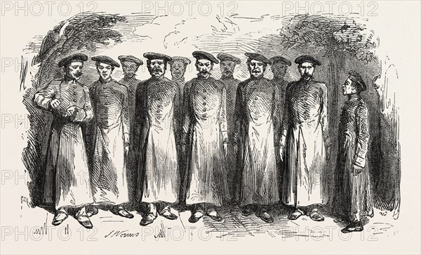 Cossack songs by a chorus of Russian prisoners. engraving 1855