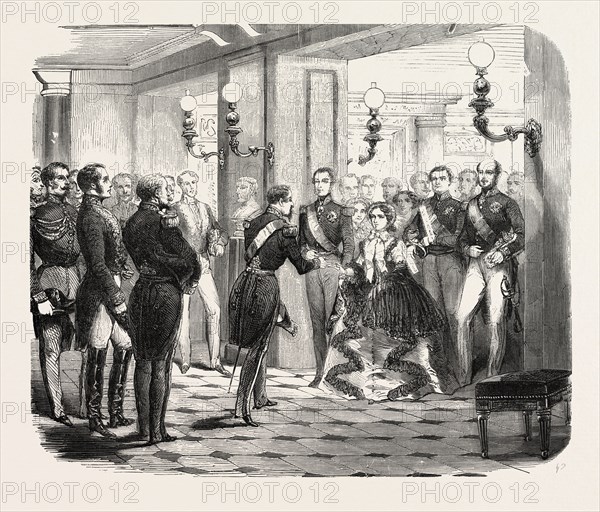 Reception of the Duke and Duchess of Brabant in the castle of Saint Cloud, October 12, 1855, France. Engraving