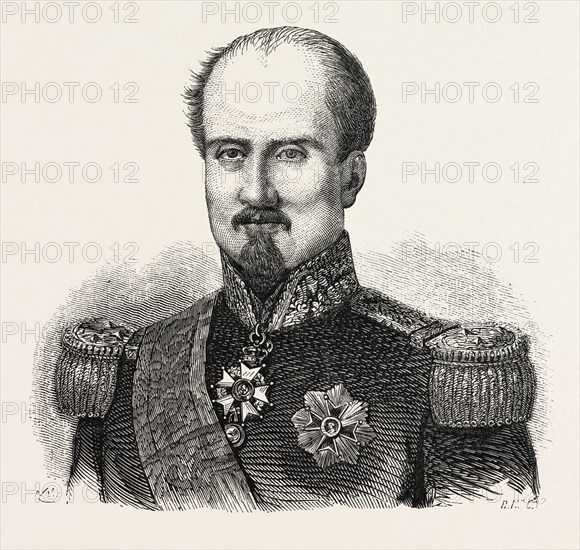 General Brunet, killed before Sebastopol. The Crimean War, 1855. French brigade commander in assault on the Malakoff. Engraving