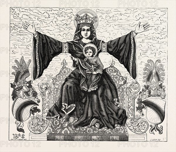 The old banner of the city of Strasbourg, France. engraving 1855