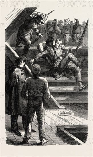A conscript on the vessel. engraving 1855