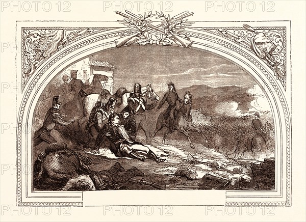 DEATH OF SIR JOHN MOORE AT THE BATTLE OF CORUNNA, JANUARY 16TH, 1809, Galicia, Spain. The Battle of Corunna (or La Corunna,  La Corogne) took place on 16 January 1809, when a French corps under Marshal of the Empire Nicolas Jean de Dieu Soult attacked a British army under Lieutenant-General Sir John Moore.