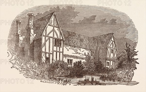 HOUSE OF BRADSHAW, AT WALTON-UPON-THAMES, PRESIDENT AT THE TRIAL OF CHARLES I., JANUARY 30, 1648-9. UK, britain, british, europe, united kingdom, great britain, european