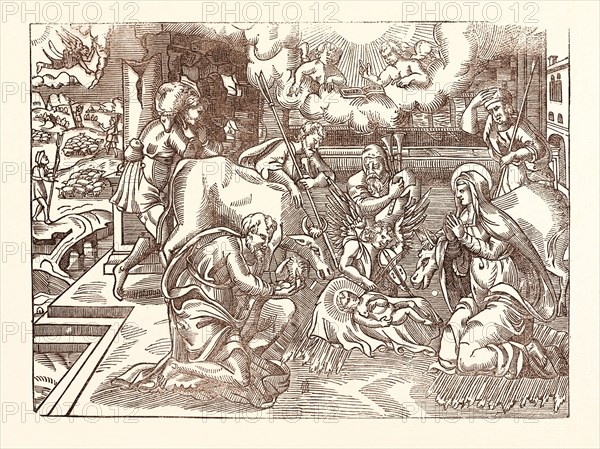 THE NATIVITY, FROM A SCARCE PRINT