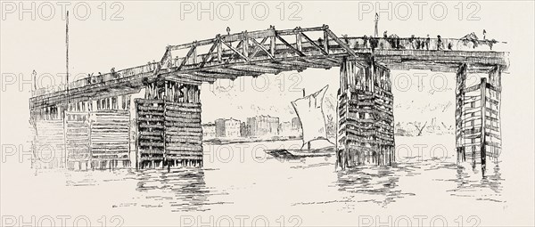 Old Battersea Bridge, from an Etching by J.A. McN. Whistler. London, UK, britain, british, europe, united kingdom, great britain, european