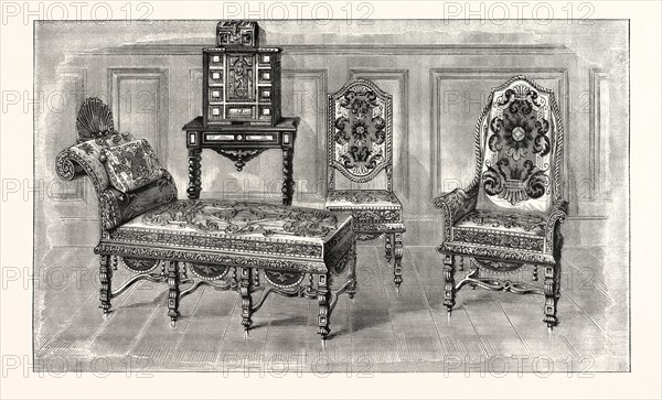 Chairs and Couch, Charles II., at Penshurst. UK, britain, british, europe, united kingdom, great britain, european