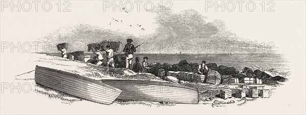 REMOVAL OF THE SHIP'S STORES FROM THE LANDING PLACE TO THE COAST GUARD STATION, 1846
