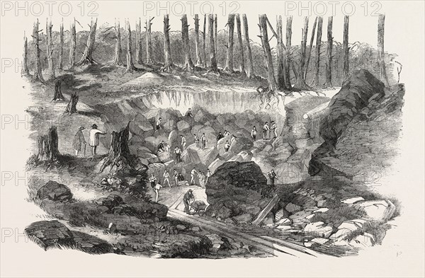 COPPER MINE OR QUARRY, NEAR MONTREAL, CANADA, 1860