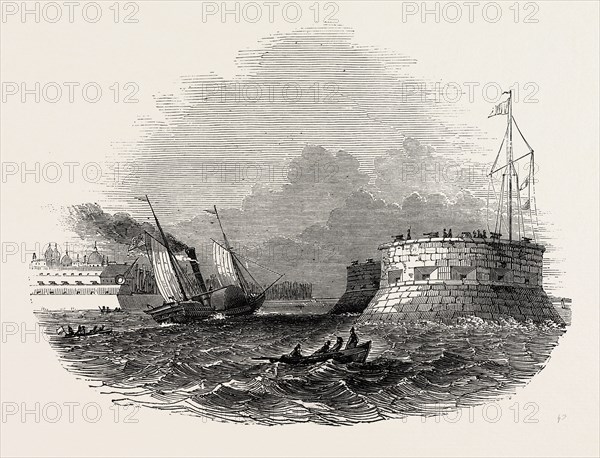 CRONSTADT, ARRIVAL OF THE FIRST SHIP AFTER THE BREAKING UP OF THE NEVA ICE, 1847