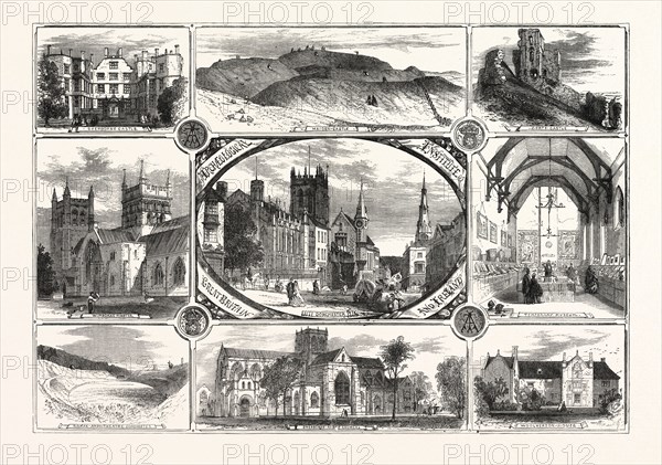 THE ARCHEOLOGICAL INSTITUTE OF GREAT BRITAIN AND IRELAND AT DORCHESTER, UK, 1865. SHERBORNE ABBEY CHURCH AND CASTLE. WOOLVERTON HOUSE. CORFE CASTLE. ROMAN AMPHITHEATRE. WIMBORNE MINSTER